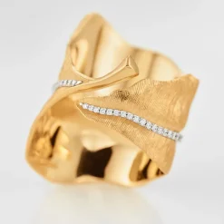 Leaves ring stor pavé