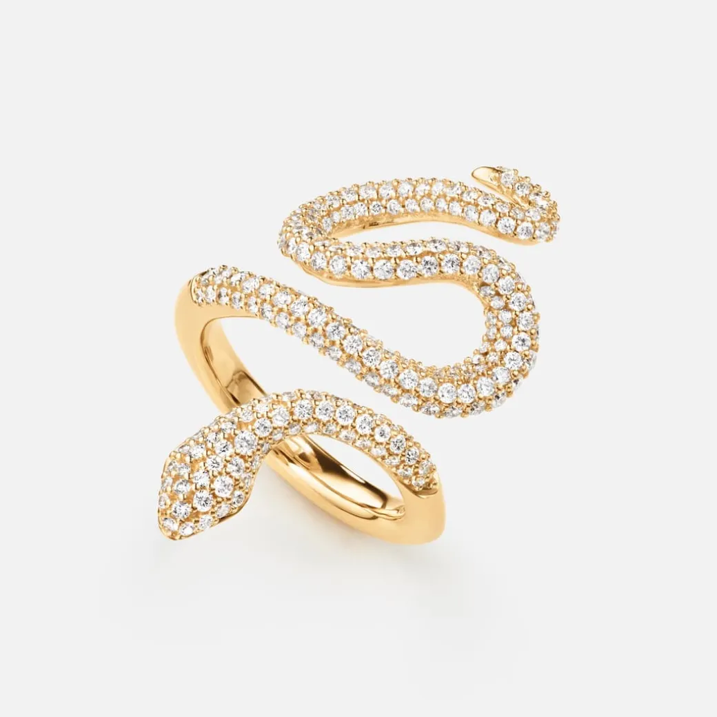 Snakes ring medium pavé
