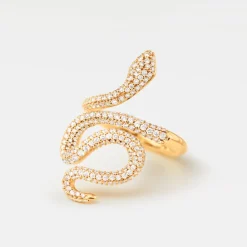 Snakes ring medium pavé