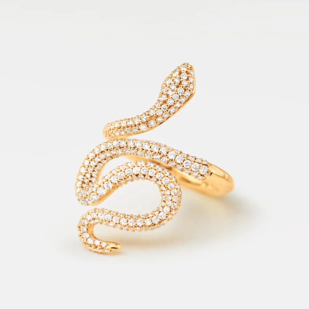 Snakes ring medium pavé