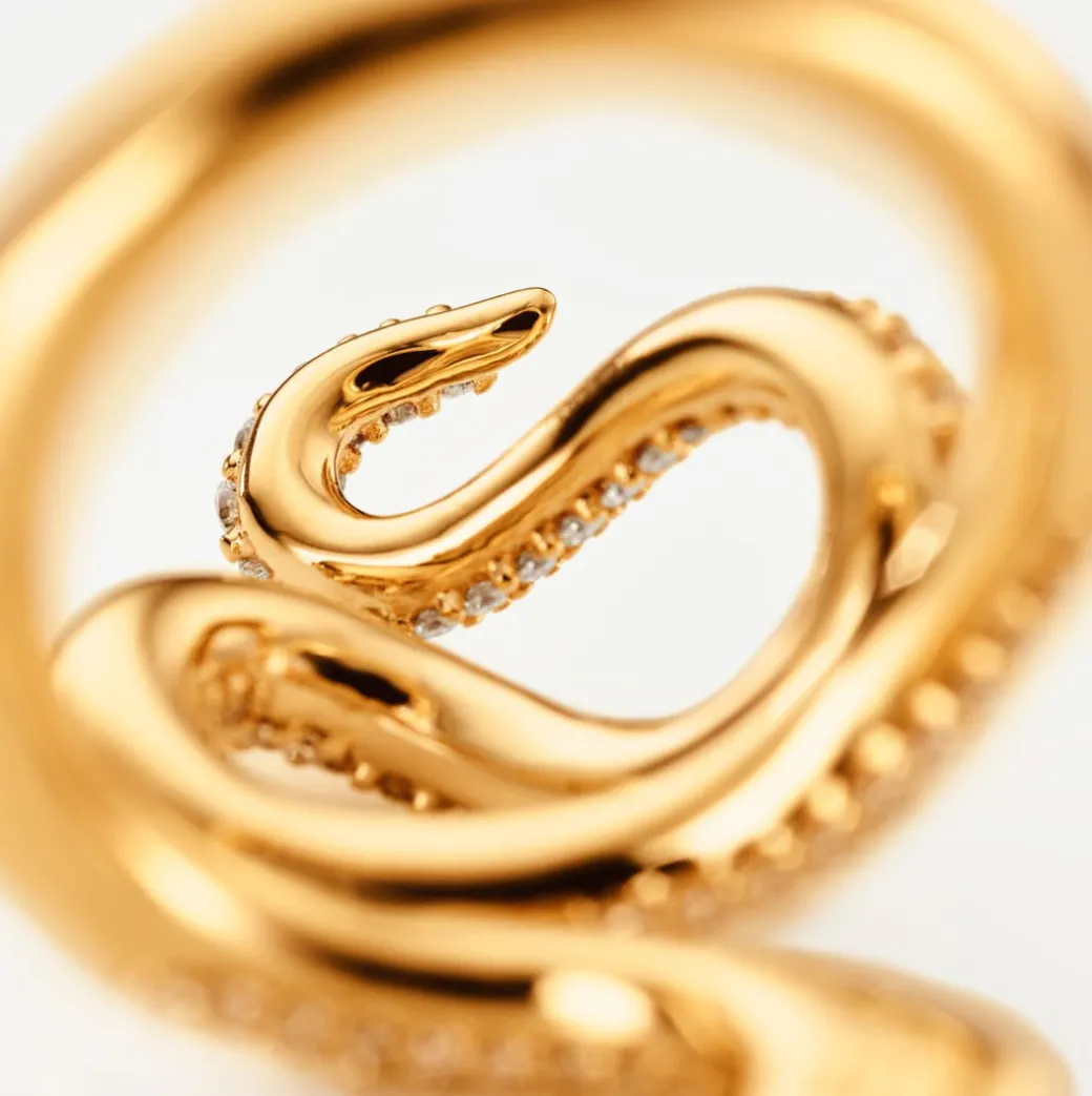 Snakes ring medium pavé