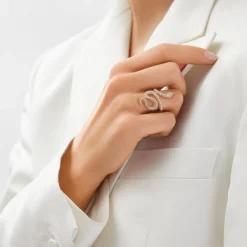 Snakes ring medium pavé